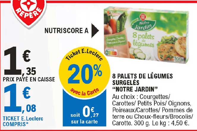 8 palets de légumes surgelés "notre jardin"