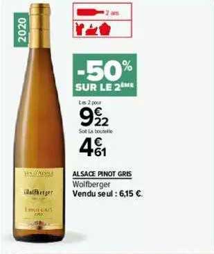 alsace pinot gris wolfberger -50% sur le 2ème