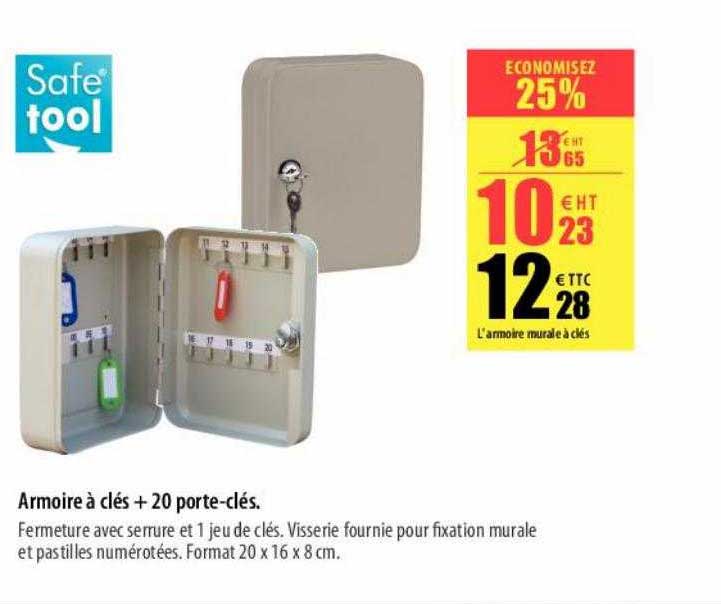 Armoire à Clés + 20 Porte-clés