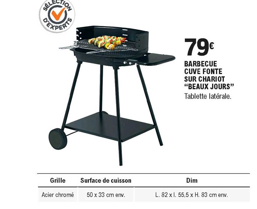 barbecue cuve fonte sur chariot beaux jours