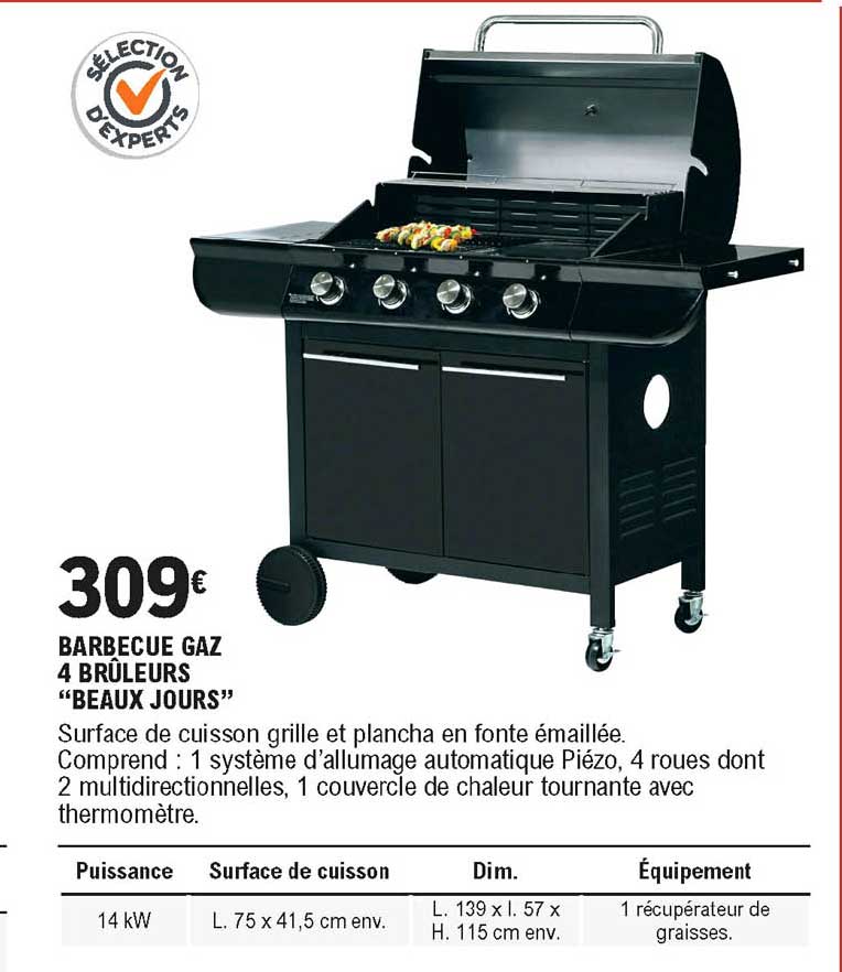 barbecue gaz 4 brûleurs beaux jours