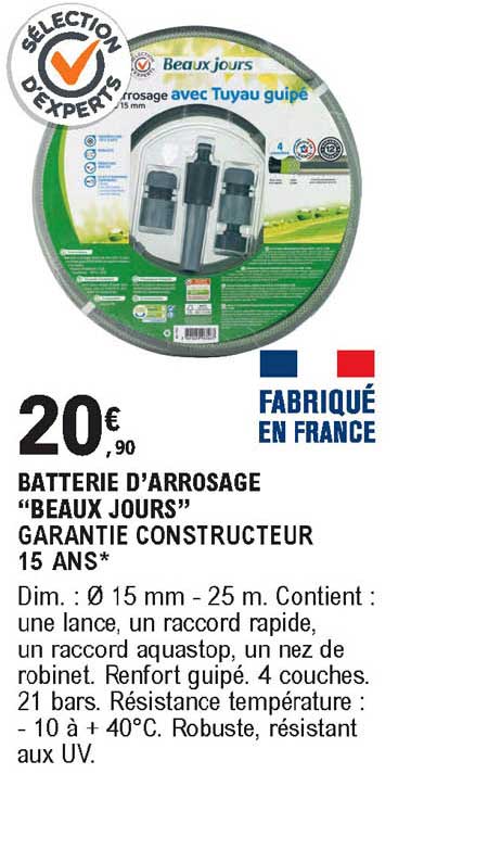 batterie d'arrosage beaux jours