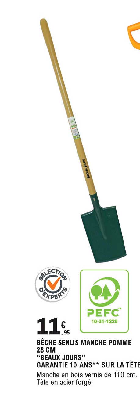 bêche senlis manche pomme 28 cm beaux jours