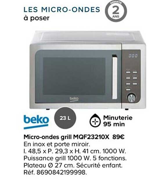beko micro-ondes grill mqf23210x