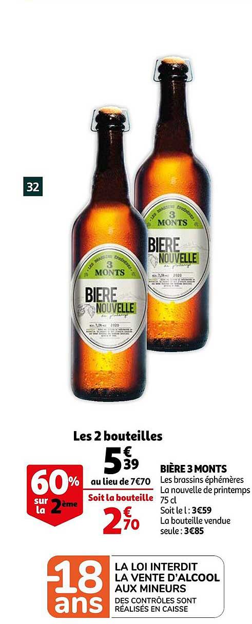 bière 3 monts 60% sur la 2ème