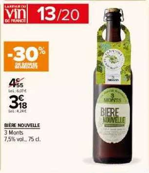 bière nouvelle 3 monts -30% de remise immédiate