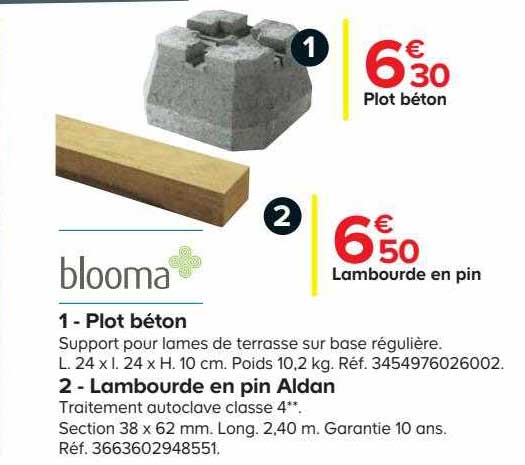 blooma plot béton ou lambourde en pin aldan