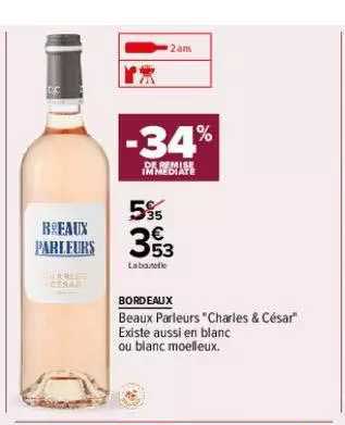 bordeaux beaux parleurs "charles & césar" -34% de remise immédiate