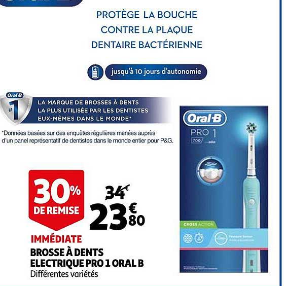 brosse à dents electrique 1 oral b 30% de remise immédiate