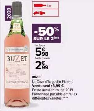 buzet la cave d'augustin florent -50% sur le 2ème