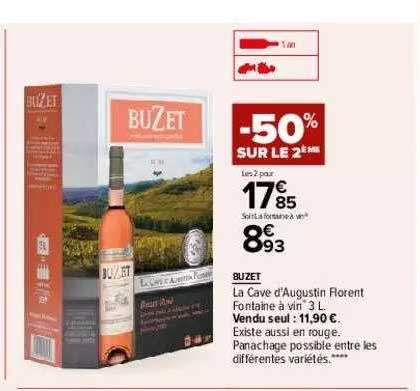buzet la cave d'augustin florent fontaine à vin -50% sur le 2ème
