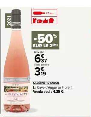 cabernet d'anjou la cave d'augustin florent -50% sur le 2ème