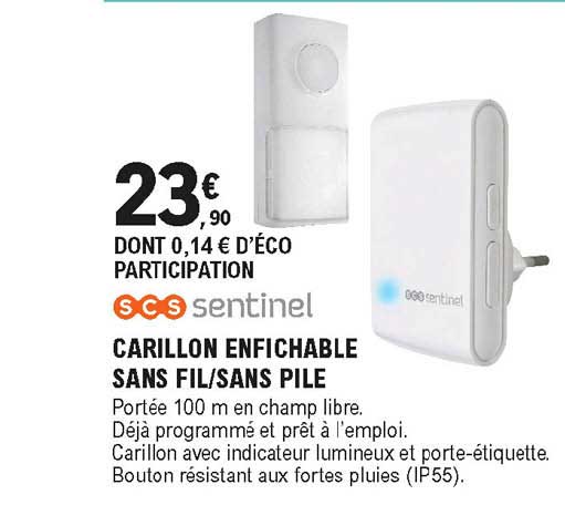 carillon enfichable sans fil-sans pile scs sentinel