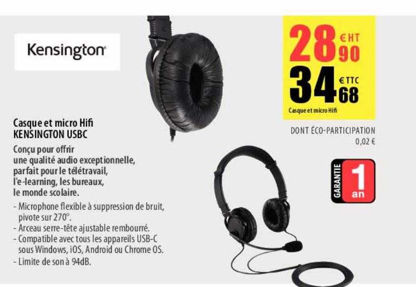 casque et micro hifi kensington usbc