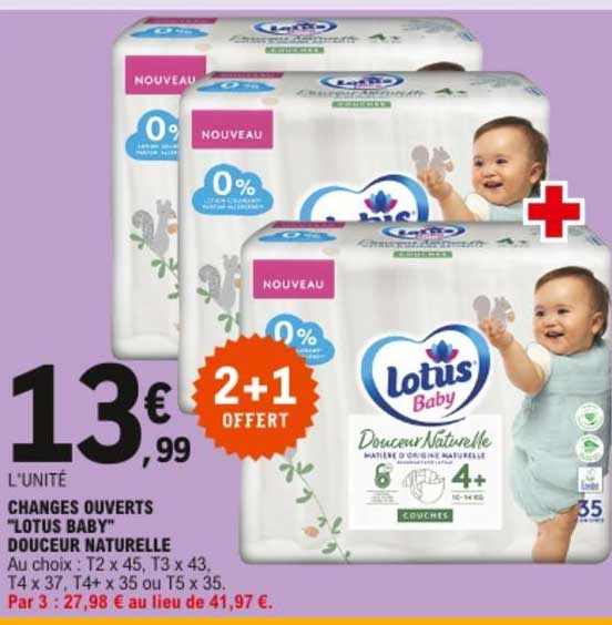 changes ouverts lotus baby douceur naturelle 2+1 offert