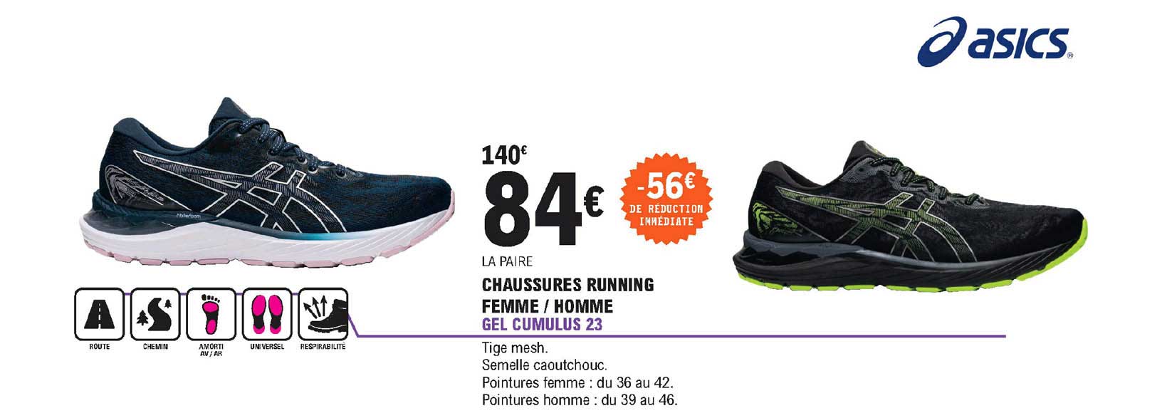 Chaussures Running Femme Ou Homme Gel Cumulus 23 9 Asics