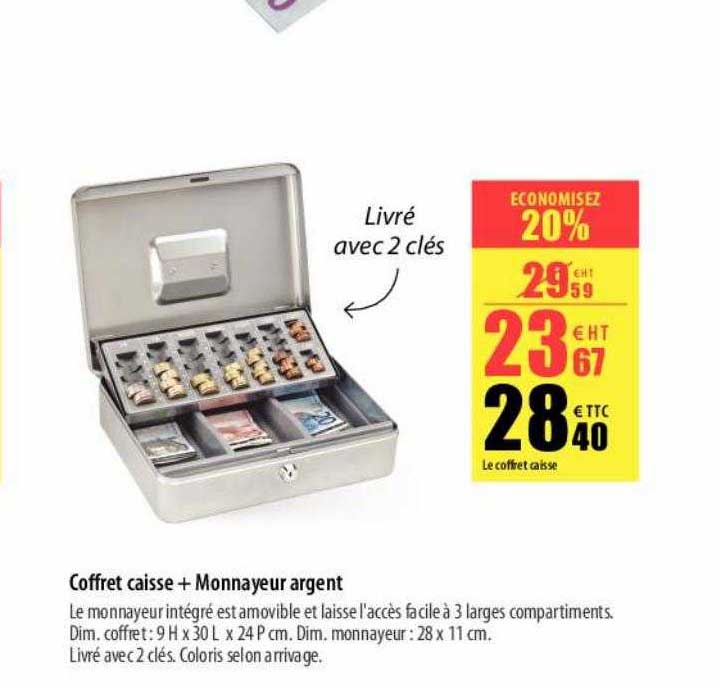 Coffret Caisse + Monnayeur Argent