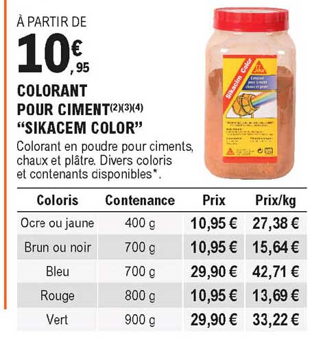 colorant pour ciment "sikacem color"