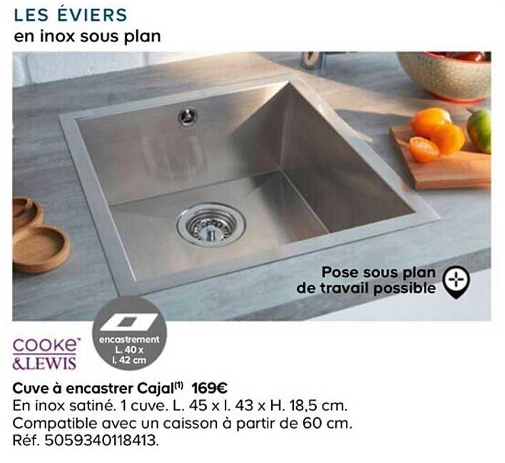 cooke&lewis cuve à encastrer cajal