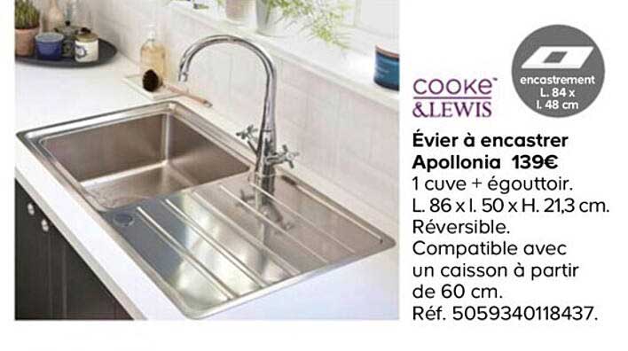 cooke&lewis évier à encastrer apollonia