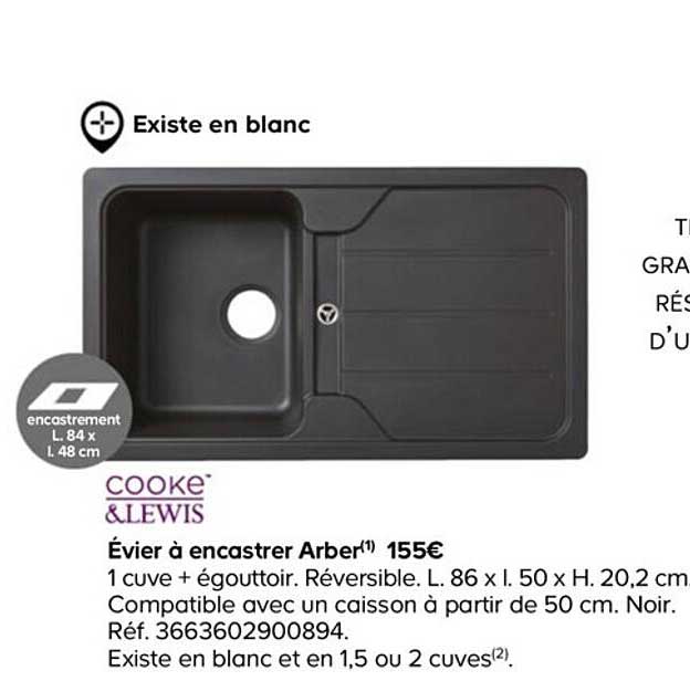 cooke&lewis évier à encastrer arber