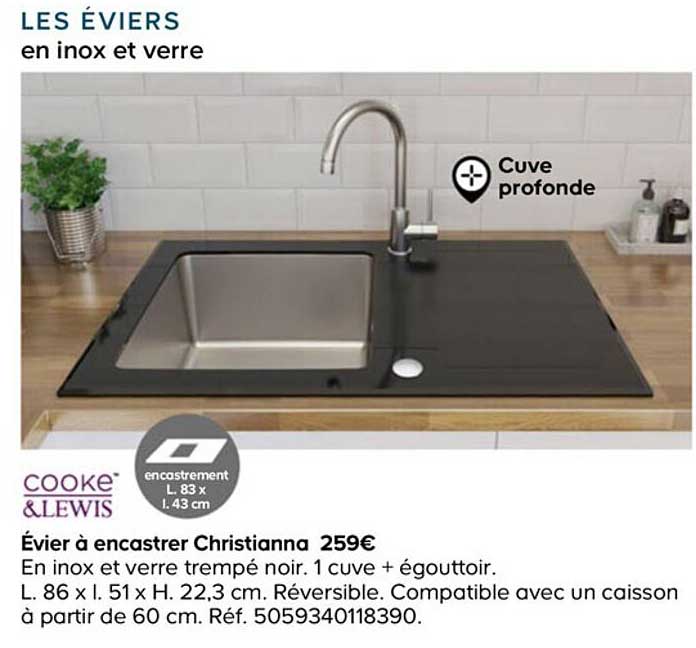 cooke&lewis évier à encastrer chirstianna