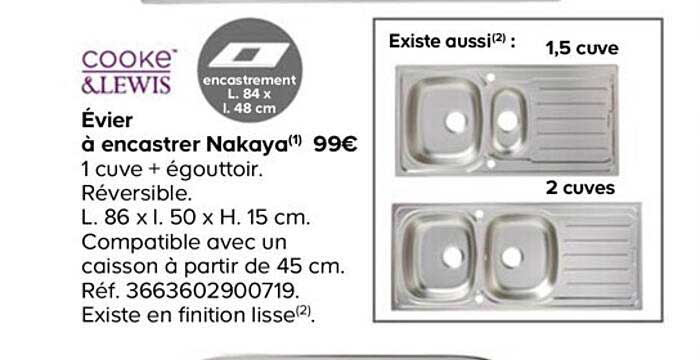cooke&lewis évier à encastrer nakaya