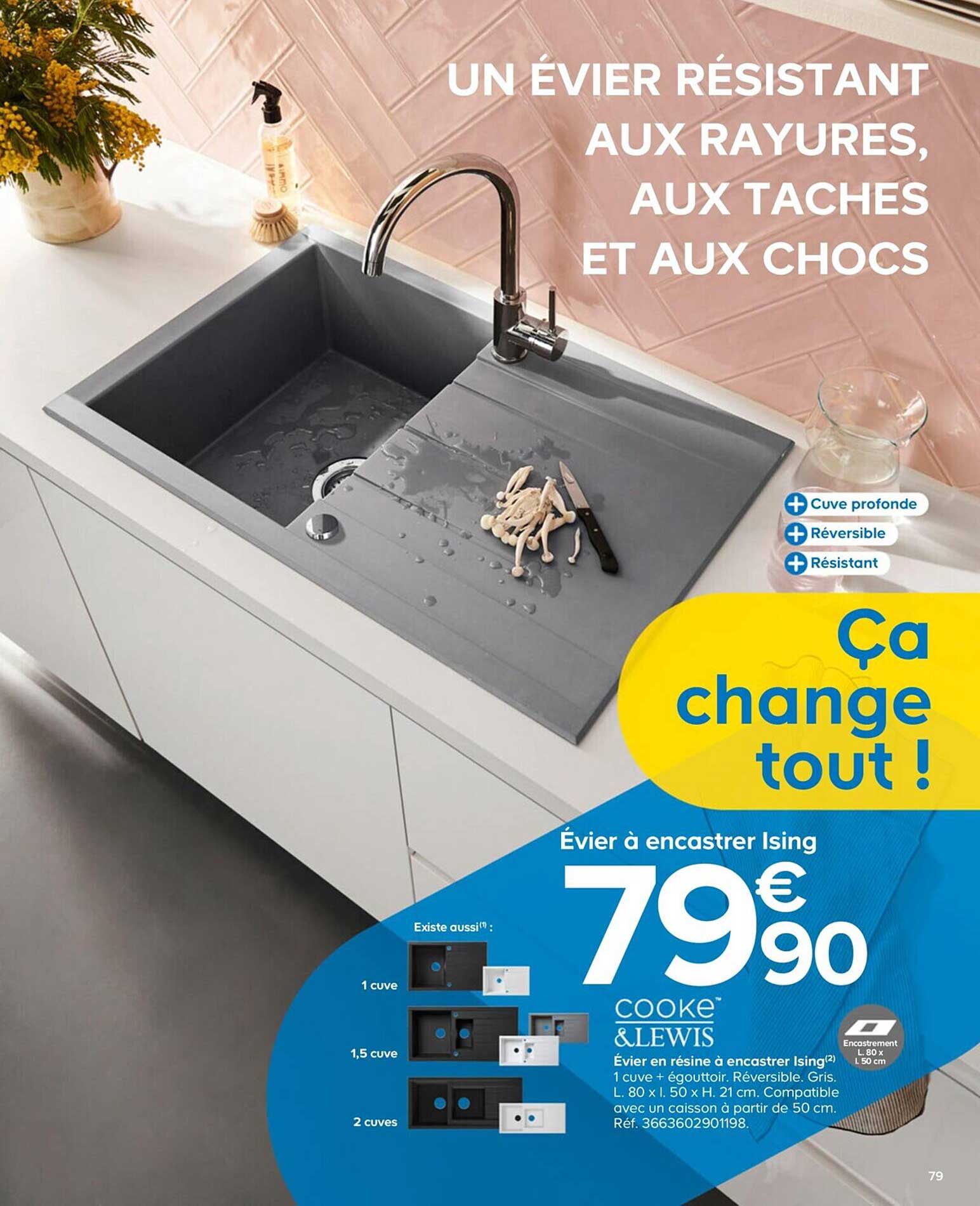 cooke&lewis évier en résine à encastrer ising