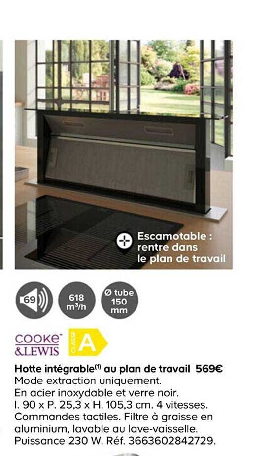 cooke&lewis hotte intégrable au plan de travail