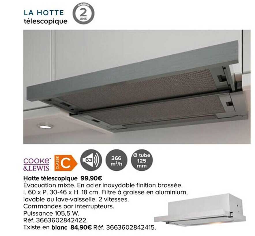 cooke&lewis hotte télescopique