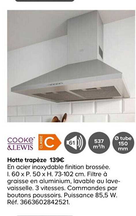 cooke&lewis hotte trapèze