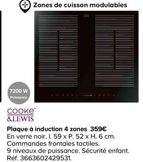 cooke&lewis plaque à induction 4 zones