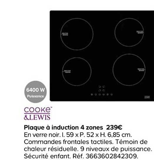 cooke&lewis plaque à induction 4 zones