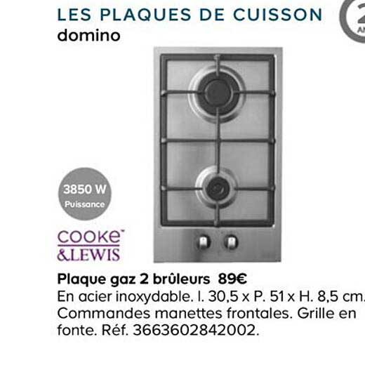 cooke&lewis plaque gaz 2 brûleurs