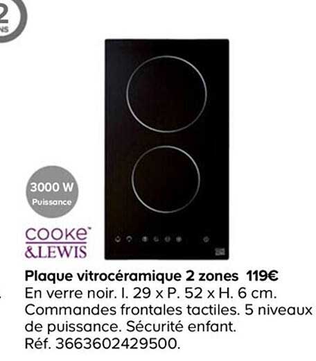 cooke&lewis plaque vitrocéramique 2 zones