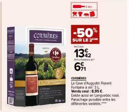 corbières la cave d'augustin florent fontaine à vin -50% sur le 2ème