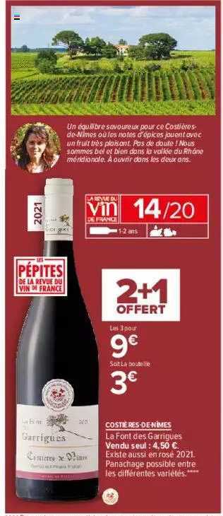 costières-de-nîmes la font des garrigues 2+1 offert