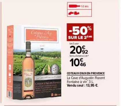 coteaux-d'aix-en-provence la cave d'augustin florent fontaine à vin -50% sur le 2ème