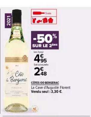 côtes de bergerac la cave d'augustin florent -50% sur le 2ème