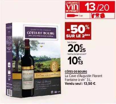 côtes-de-bourg la cave d'augustin florent fontaine à vin -50% sur le 2ème