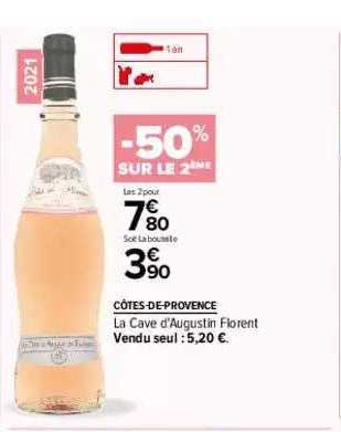côtes-de-provence la cave d'augustin florent -50% sur le 2ème