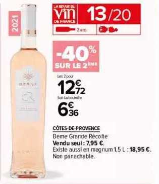 côtes-de-provence beme grande récolete -40% sur le 2ème