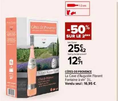 côtes-de-provence la cave d'augustin florent fontaine à vin -50% sur le 2ème