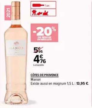 côtes-de-provence manon -50% sur le 2ème