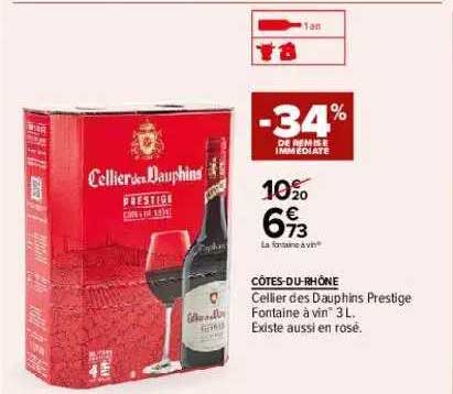 côtes-du-rhône cellier des dauphins prestige fontaine à vin -30% de remise immédiate