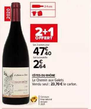 côtes-du-rhône le chemin aux galets 2+1 offert