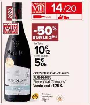 Côtes-du-rhône-villages Plan De Dieu -50% Sur Le 2ème