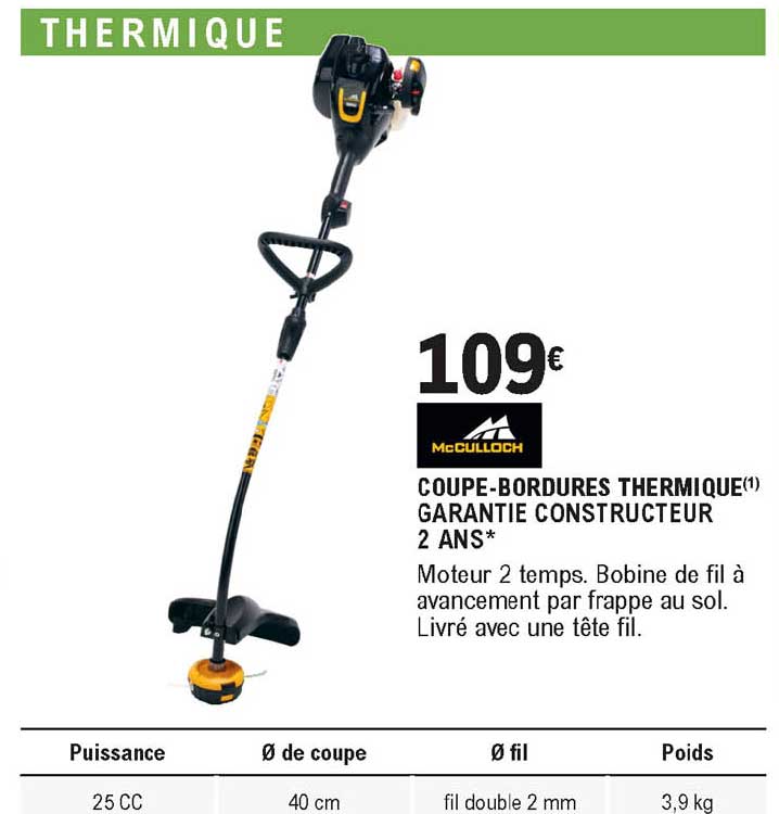 Coupe-bordures Thermique Garantie Constructeur 2 Ans Mc Culloch