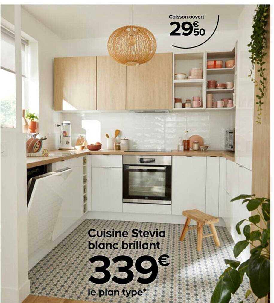 Cuisine Stevia Blanc Brillant Caisson Ouvert