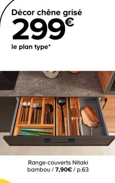 décor chêne grisé range-couverts nitaki bambou